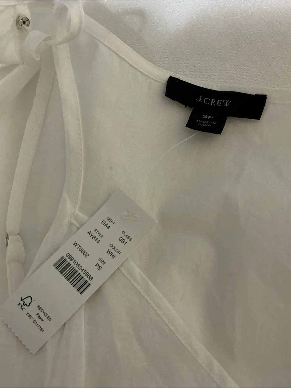 J. Crew Poplin Wrap Dress White Cotton Cottagecore Size PS NWT
